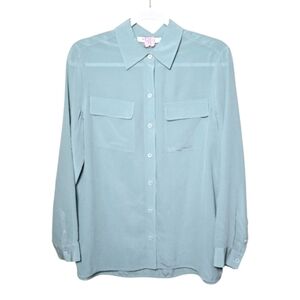 Gerard Darel Paris Green Silk Button Front Blouse Size 38/Medium